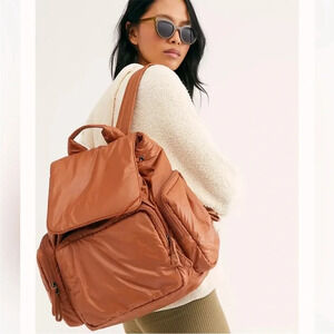 NWT new CARAA x free people cirrus nylon backpack clay tan brown luxe